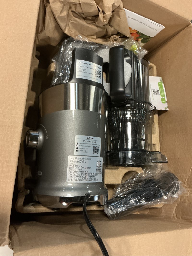 Condition photo showing Good Condition for juicer machines for whole fruits, aeitto cold press juicer with wide feed chute, self feeding juice extractor machine, easy to assemble, easy to clean with brush, high juice yield pearl grey 4.35inch