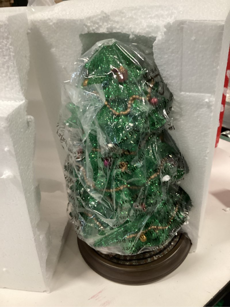 Condition photo showing Good Condition for Rotating Train Christmas Tree 15.7” Lighted Musical Tabletop Decoration by Moments in Time LED Christmas Tree with Trains & 8 Songs UL Adapter Included Perfect