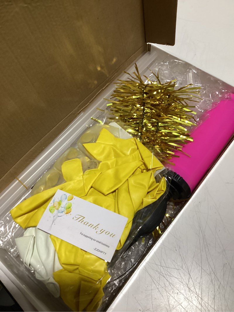 Condition photo showing Good Condition for Yellow and White Balloon Stand Centerpiece Table Decorations for Bee Sunflower Daisy Birthday Bridal Shower Engagement Wedding Party Decorations(Yellow white set4)