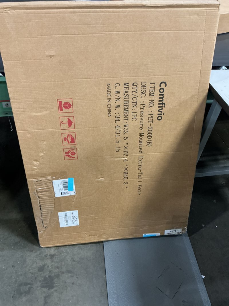 Condition photo showing New/Like New for 78.8" extra tall pet gate for cat/dog, 32.8-37.4" wide tall cat gate for doorways/hallways, no drilling pressure mounted dog gate for stairs, studio, kitchen (black) black 32.87-37.4" wide