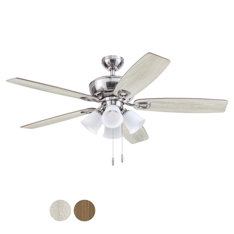 Harbor Breeze Notus 1332337 52" Indoor Ceiling Fan Brushed Nickel Finish