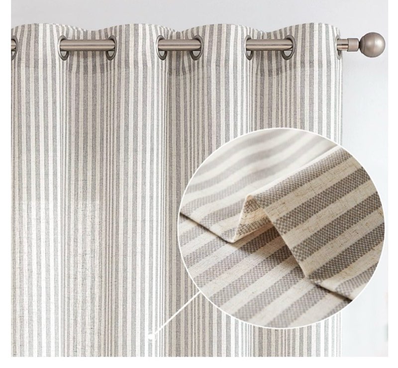 vangao linen striped curtains for living room bedroom farmhouse tickingstripe light filtering window
