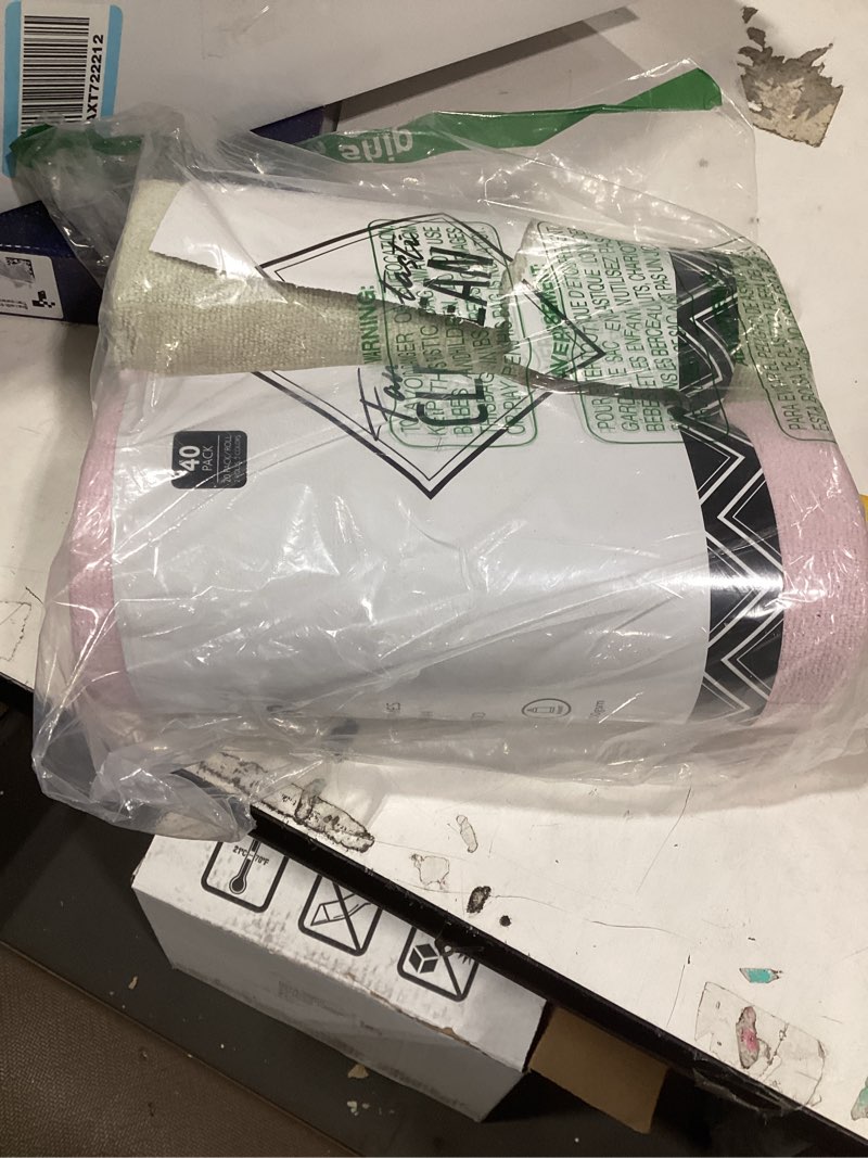 Condition photo showing Good Condition for fantasticlean tear-away dish cloth - 40 sheets - 10'' by 10'', reusable washable kitchen towel rolls, super absorbent and thick microfiber cleaning cloths (2 rolls of pink and grayish) 10x10 inches pink and grayish