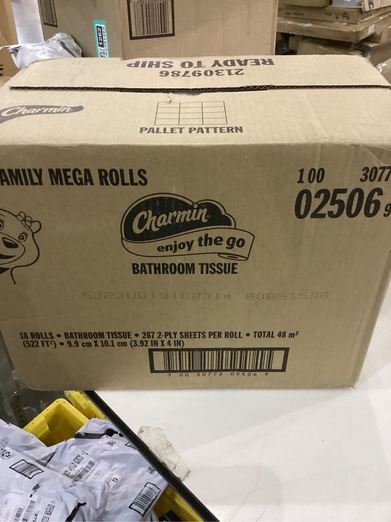 Condition photo showing New/Like New for Charmin bathroom tissue 18 family mega rolls