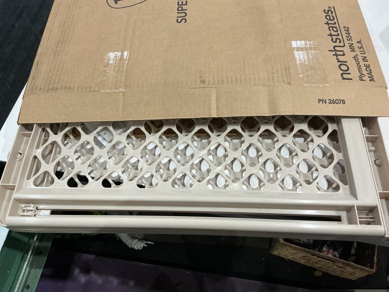 Condition photo showing Good Condition for toddleroo by north states - supergate ergo baby gate: plastic baby gate for stairs & doorways - adjustable indoor safety gate - made in usa - 26 to 42 inches wide - 26 inches tall - sand