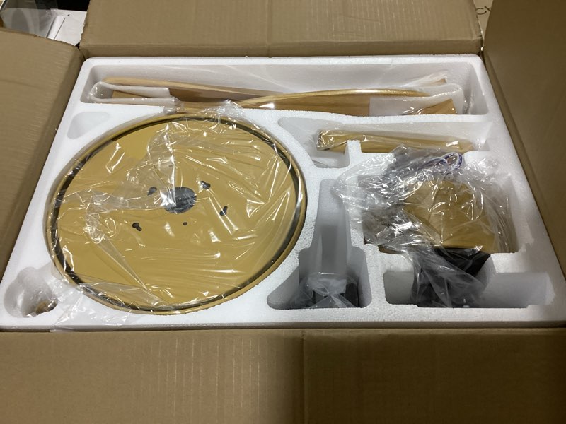 Condition photo showing New/Like New for 42 Inch Ceiling Fans with Lights, 3 Blades Modern Ceiling Fan with Remote Control, Solid Wood Fan with Light for Patios, Outdoor, Living Room, Dining Room, Bedroom Natural wood -3 46inch