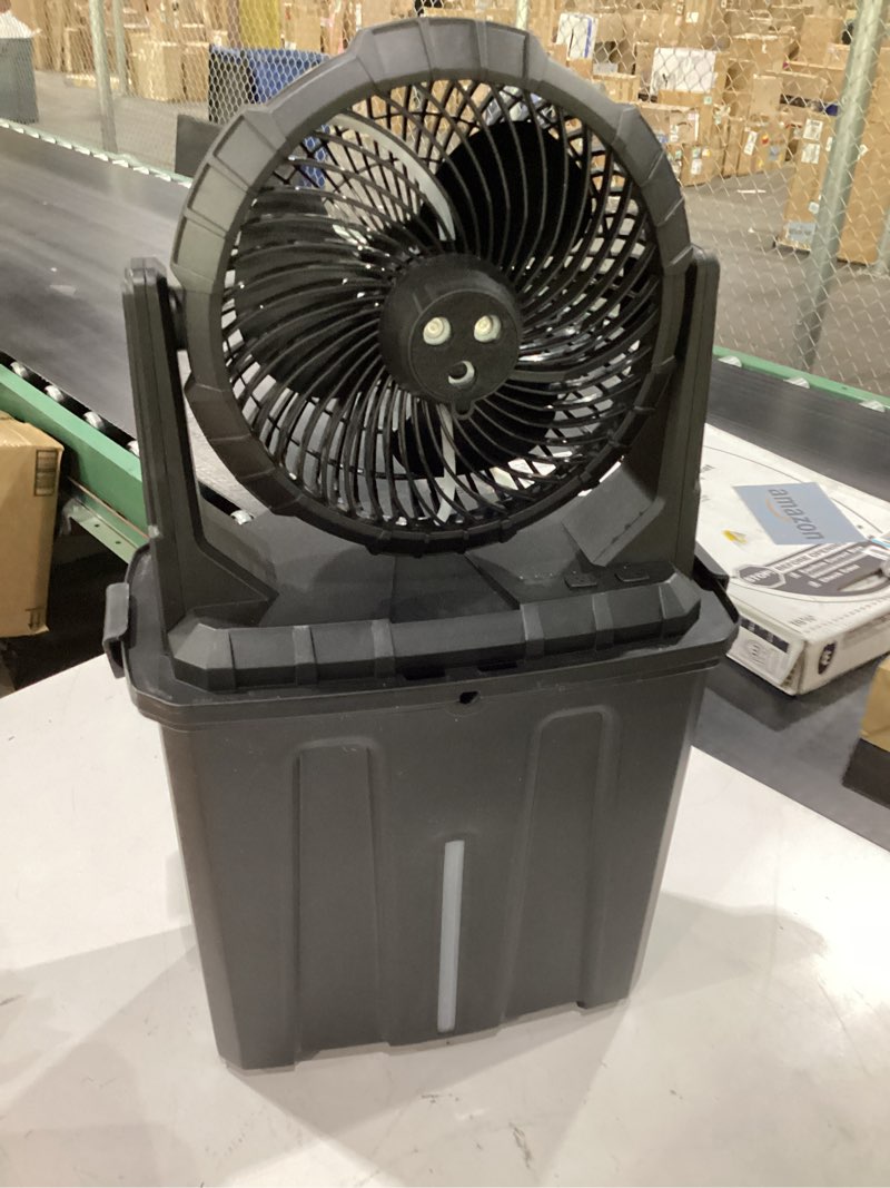 Condition photo showing Good Condition for ausic 9l bucket portable misting fan for outdoors patios - 10in, 20000mah rechargeable battery operated camping fan, 3 strong winds, 3 large spray outlets, for fishing/travel/garden/golf/tent/office black 20000mah