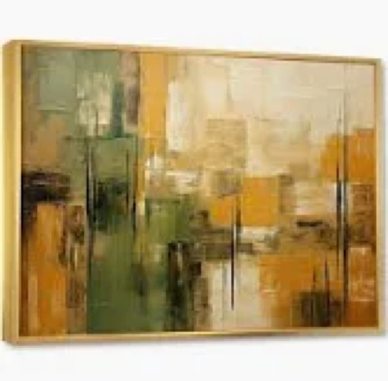 Green beige wild essence collage I - Tachisme Canvas Wall Art 30X60