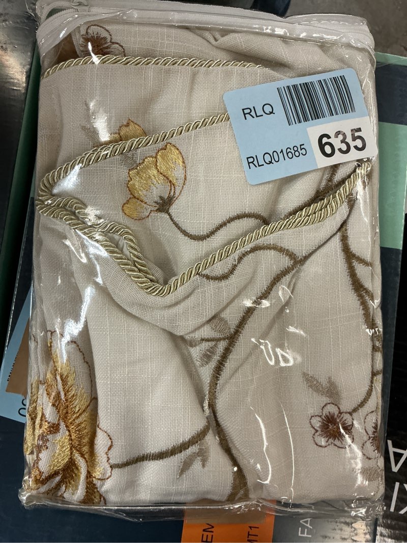 Condition photo showing Good Condition for home soft things sun flowers embroidery valance, gold, 60" x 19", scalloped flower floral thermal insulated window curtain valance thick drapes for bedroom decor with rod pocket, set of 1 panel