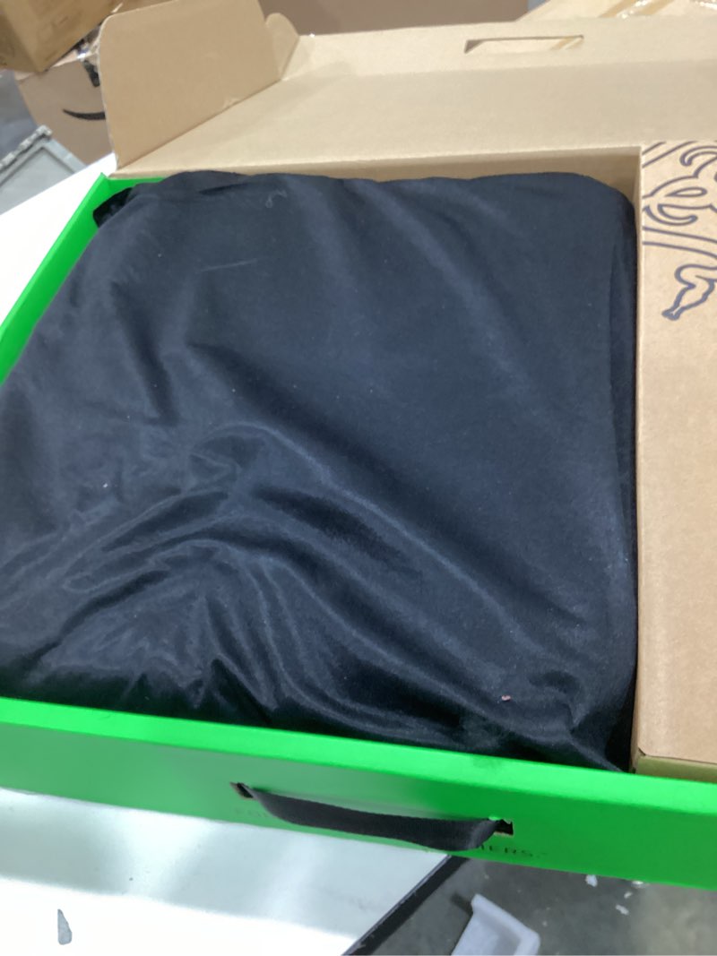 Condition photo showing As Is for razer freyja hd haptic gaming chair cushion: multi-directional haptics - haptic eq customization via razer synapse - hyperspeed wireless & bluetooth - adjustable strap for universal fit