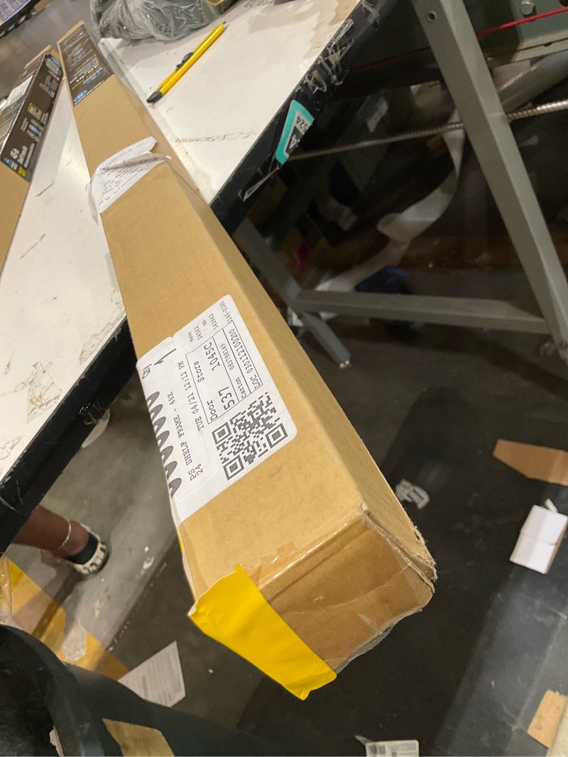 Condition photo showing As Is for project source steel heavy duty frame kit (48-in w x 24-in d x 3-in h) black, (1000-lb capacity per shelf)
