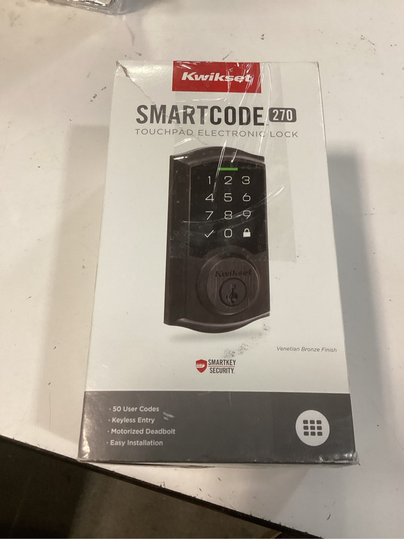 Condition photo showing New/Like New for kwikset 9270trl-11ps traditional smartcode touchpad electronic deadbolt smartkey venetian bronze finish