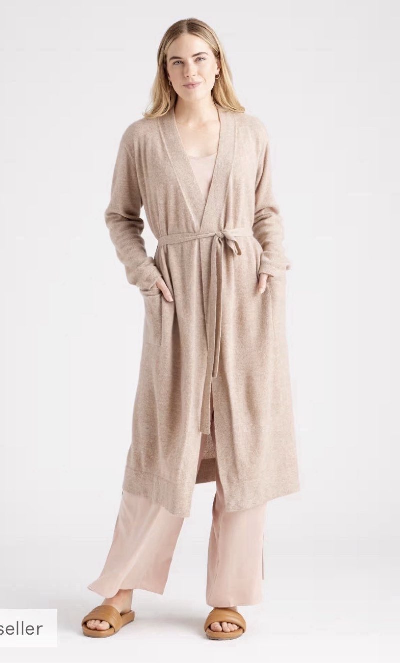 quince women’s xs mongolian cashmere robe oatmeal