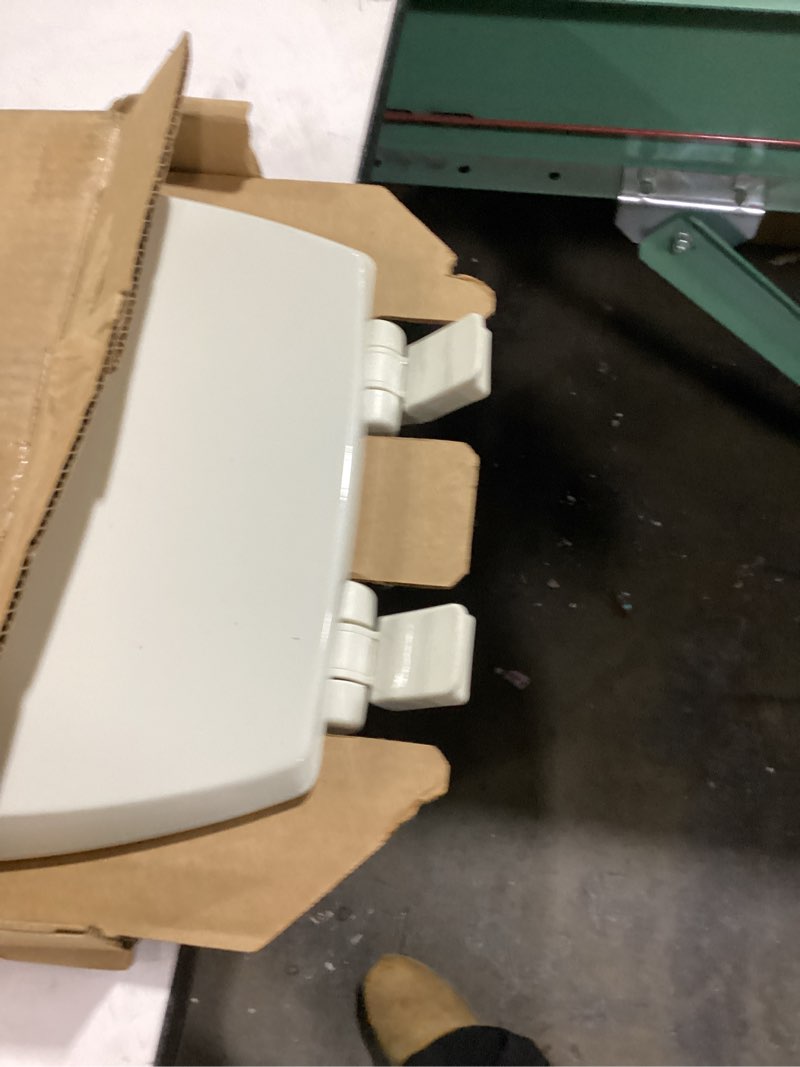 Condition photo showing As Is for mayfair cassel slow close toilet seat, easy clean, non slip premium wood seat, easy install, made in usa, elongated, biscuit seat elongated