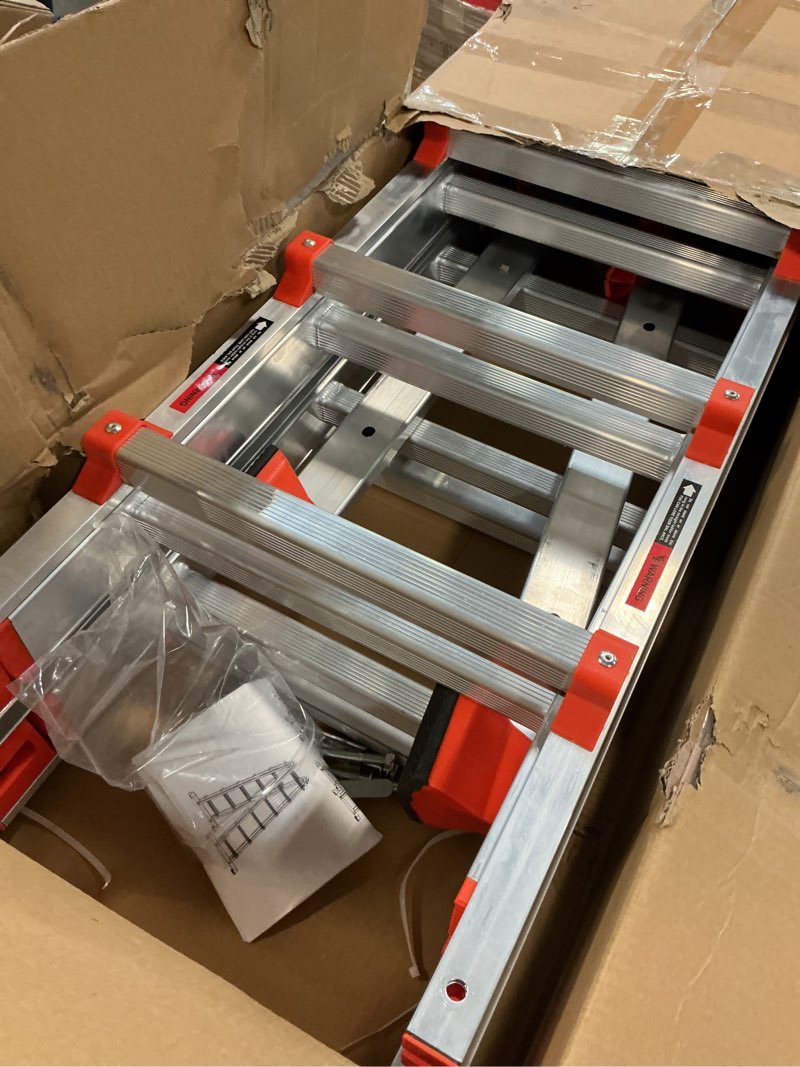 Condition photo showing Good Condition for Ladder, A Frame 4 Step Ladder Extension, 12 FT Anti-Slip Multi Position Ladder, Storage Folding Ladder, 330 lbs Security Load Telescoping Aluminum Ladders for Stairs Home Indoor Outdoor Roof 14FT Silver