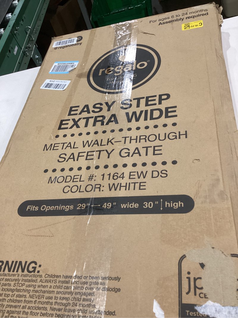 Condition photo showing Good Condition for Regalo Easy Step 49-Inch Extra Wide Baby Gate, Includes 4-Inch and 12-Inch Extension Kit, 4 Pack of Pressure Mount Kit and 4 Pack of Wall Mount Kit White 29-49"W x 30"H