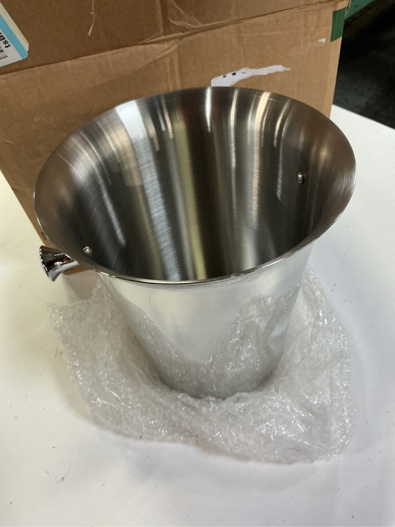 Condition photo showing Good Condition for ice bucket with stand christmas stainless steel standing bucket ice cube container, wine bucket on rack gold champagne ice-bucket for wine beer ktv club bar bbq party wedding, 12lb 5l silver 1 pack