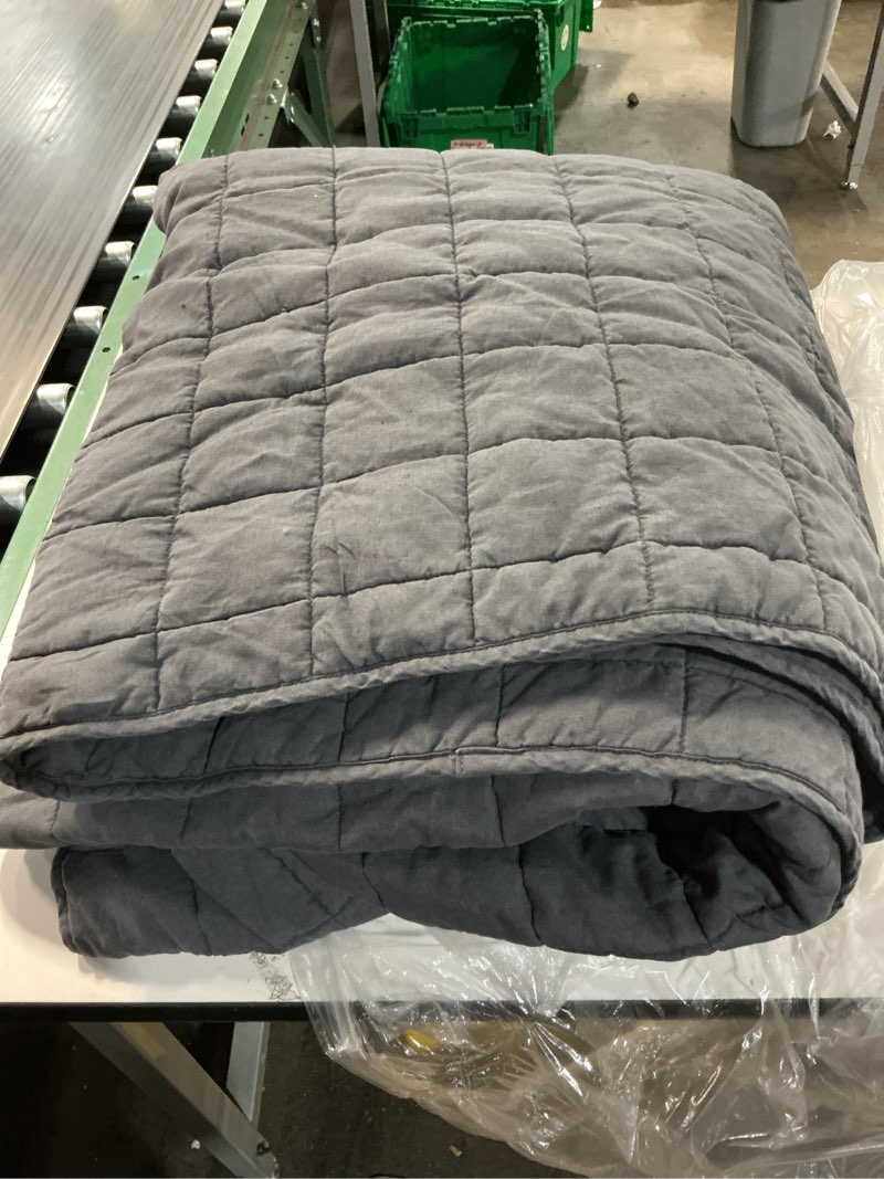 Condition photo showing Good Condition for european linen box quilt, king/cal king, charcoal