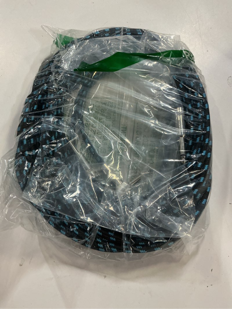Condition photo showing Good Condition for 20ft 2 pack instrument cable - electric & bass guitar, keyboard, amp cord - 1/4 inch right angle black & blue 20 ft 2 pack-right angle black blue