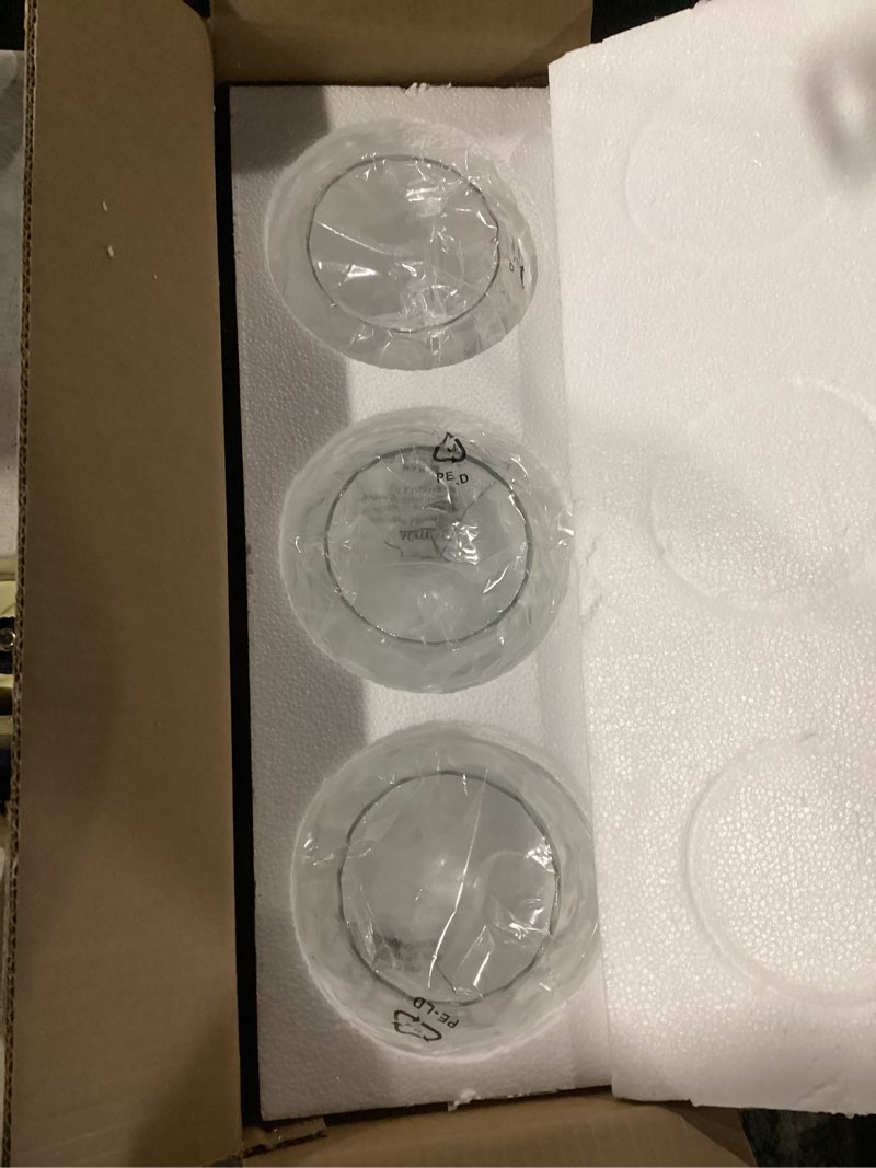 Condition photo showing New/Like New for 3 Pack Fixture Replacement Globe Shade, 6 Inch Diameter, E26 Base Clear Hammered Glass, Glass Globe Lampshade Cover for Pendant Wall Sconce Chandelier Vanity Light Clear 6 inches