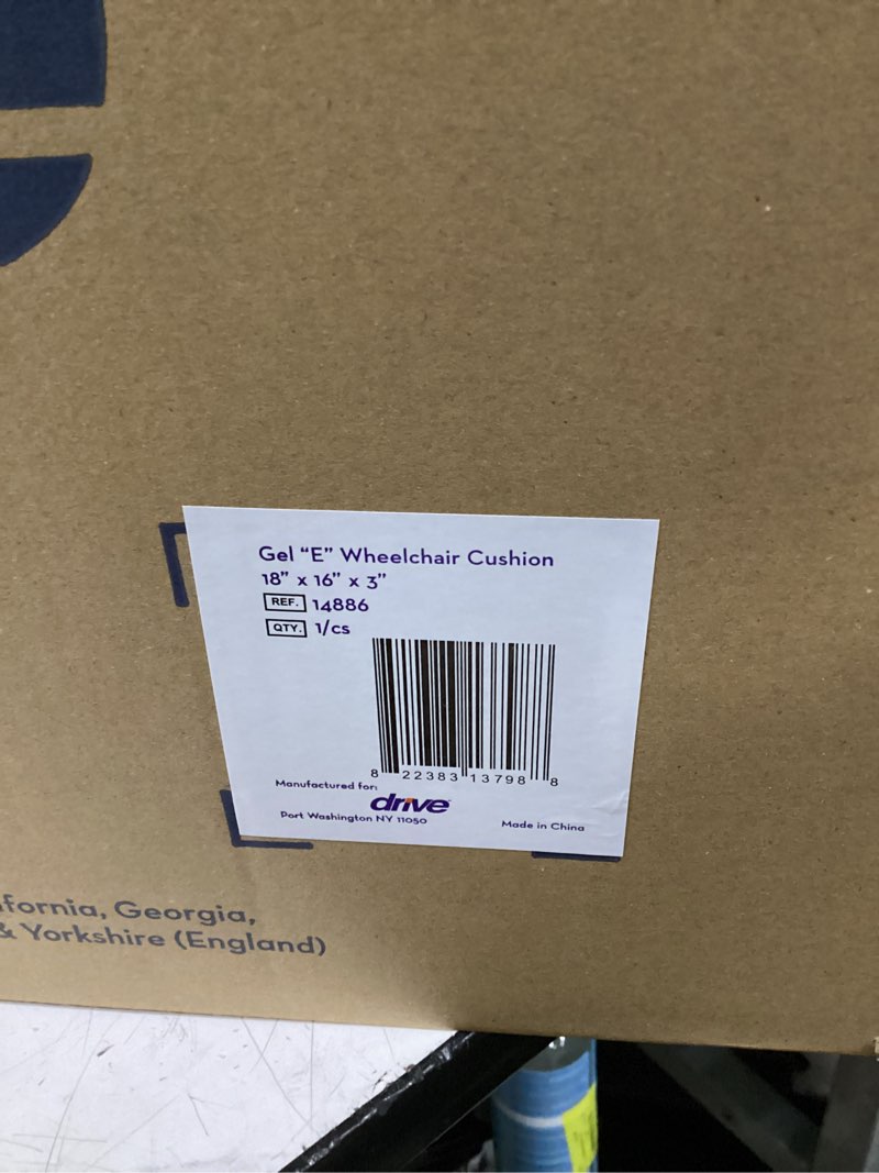 Condition photo showing New/Like New for drive medical skin protection gel-e wheelchair cushion, 18\" x 16\" x 3\" 1 count (pack of 1)