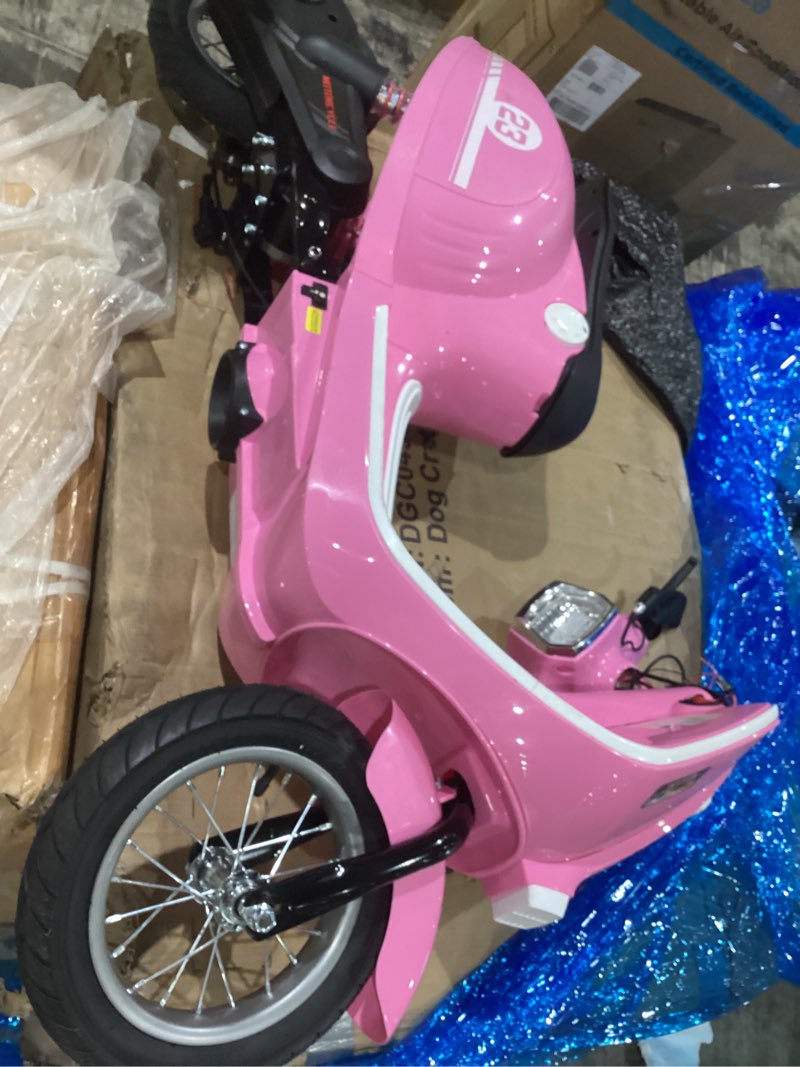 Condition photo showing As Is for 24v moped scooter for kids - electric motorcycle for kids - electric scooter with seat for children - ride on toy with led light for girls