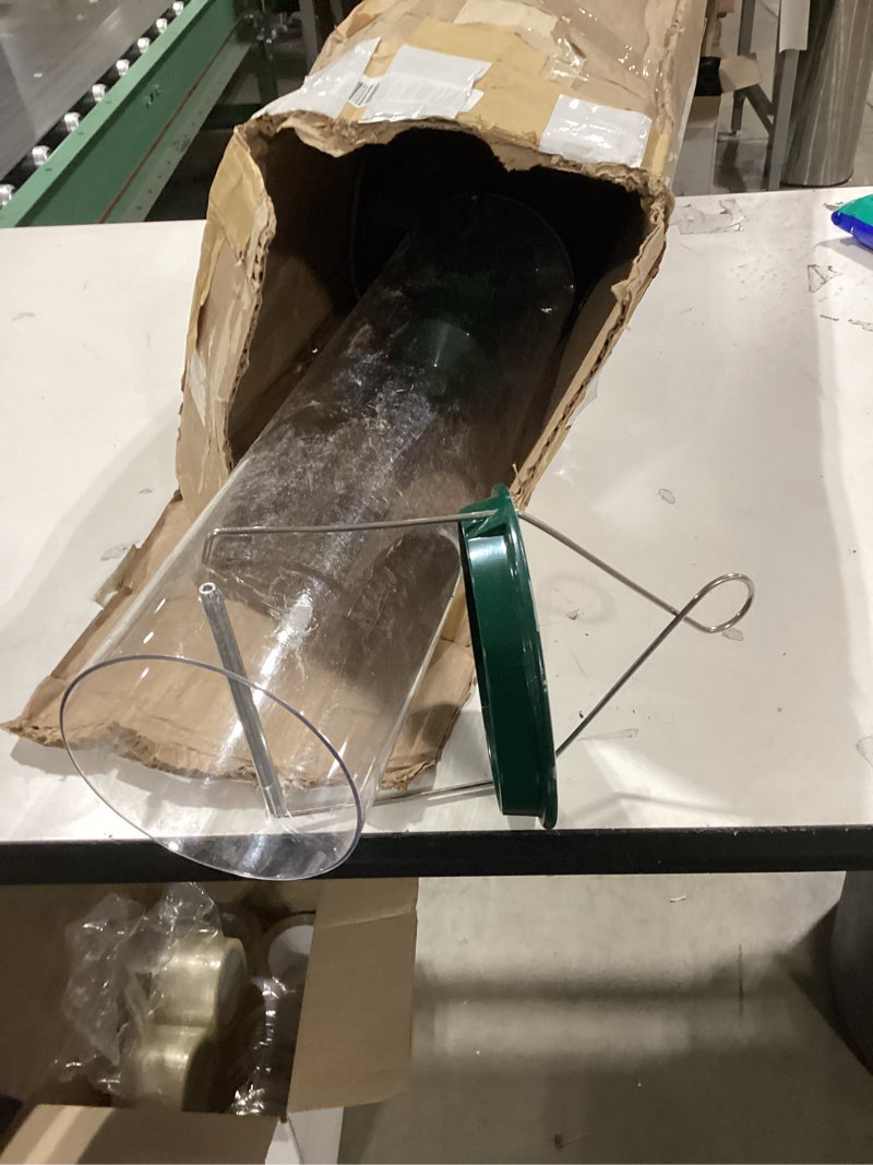 Condition photo showing As Is for droll yankees squirrel proof bird feeders for outdoors - yf-m - flipper, collapsible perches, 5-pound seed capacity, green yankee flipper