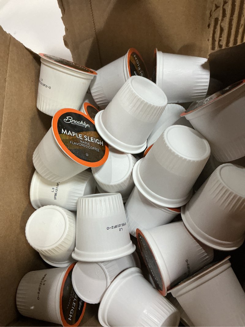 Condition photo showing Good Condition for (Expiry date 2027-04-15) Brooklyn Beans Maple Sleigh Gourmet Coffee Pods - Compatible with Keurig 2.0 K Cup Brewers, 40 Count, Maple Flavored Maple Sleigh 40 Count (Pack of 1)