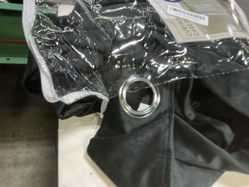 Condition photo showing New/Like New for miulee black velvet curtains 108 inches long halloween grommet room darkening thermal insulated blackout curtains for bedroom/living room, light blocking soundproof black out drapes/panels, set of 2 black 52"w x 108"l (pack of 2)
