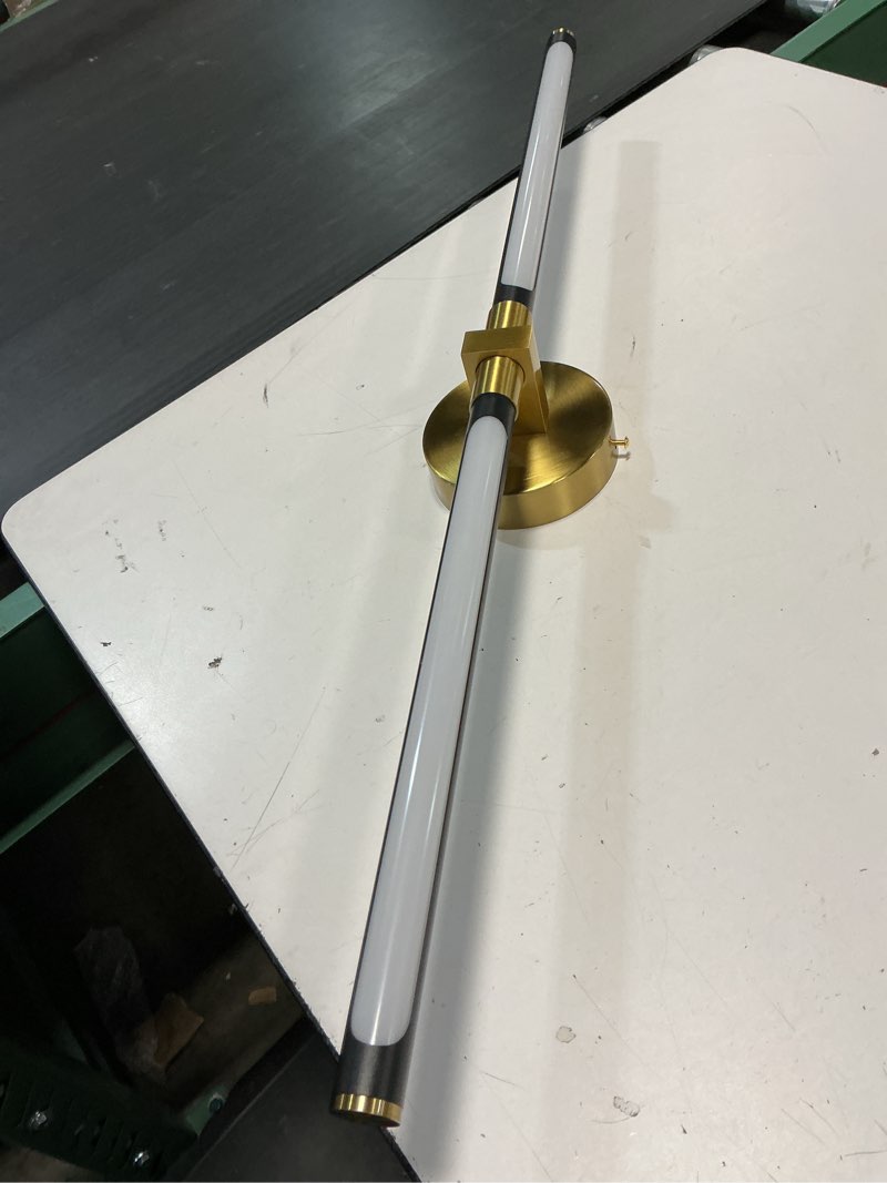 Condition photo showing As Is for 31\\\" Black and Gold Vanity Light Bathroom Light Fixtures Over Mirror, 360° Rotatable LED Brushed Gold