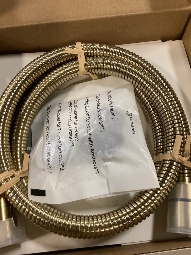 Condition photo showing New/Like New for purrfectzone bidet sprayer for toilet, handheld bidet sprayer kit, easy-to-install toilet handheld shower, hand held stainless steel shattaf with adjustable flow, cloth diaper set-brushed gold 1 brushed gold