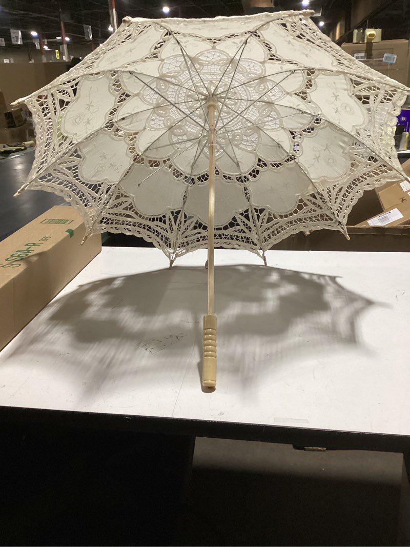 as is handmade ivory lace parasol umbrella wedding bridal 30 inch adult size