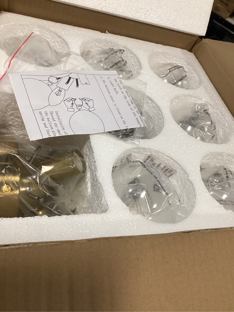 Condition photo showing Good Condition for Semi Flush Mount Chandelier Gold Close to Ceiling Light Fixtures Modern Bubble Ball Glass Chandelier Mid Century Ceiling Pendant Light 17.72in 13 Globe for Bedroom Foyer Living Room Kitchen Island Gold 18in Glass