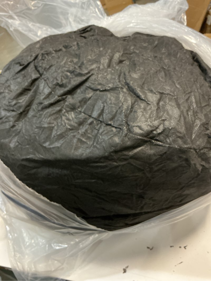 Condition photo showing As Is for higogogo round stuffed pouf ottoman, pu leather poufs with foam chunk filling, furry and fluffy pouf foot stool storage ottoman, 20 x 15 floor poufs foot rest for living room,dark brown 20"d x 20"w x 15"h dark brown