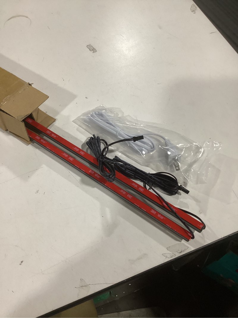 Condition photo showing Good Condition for HAMRVL Black LED Recessed Lighting Kit - 6 Pcs DC12V White LED Light with Smart Switch,Adapter,3000k Self-Adhesive Wall Panel Lights for Wood Slat Wall Panels,Headboards,Stairs,Under Cabinet Lighting black - Warm White 3000k 42in+26in+18in - 6pack