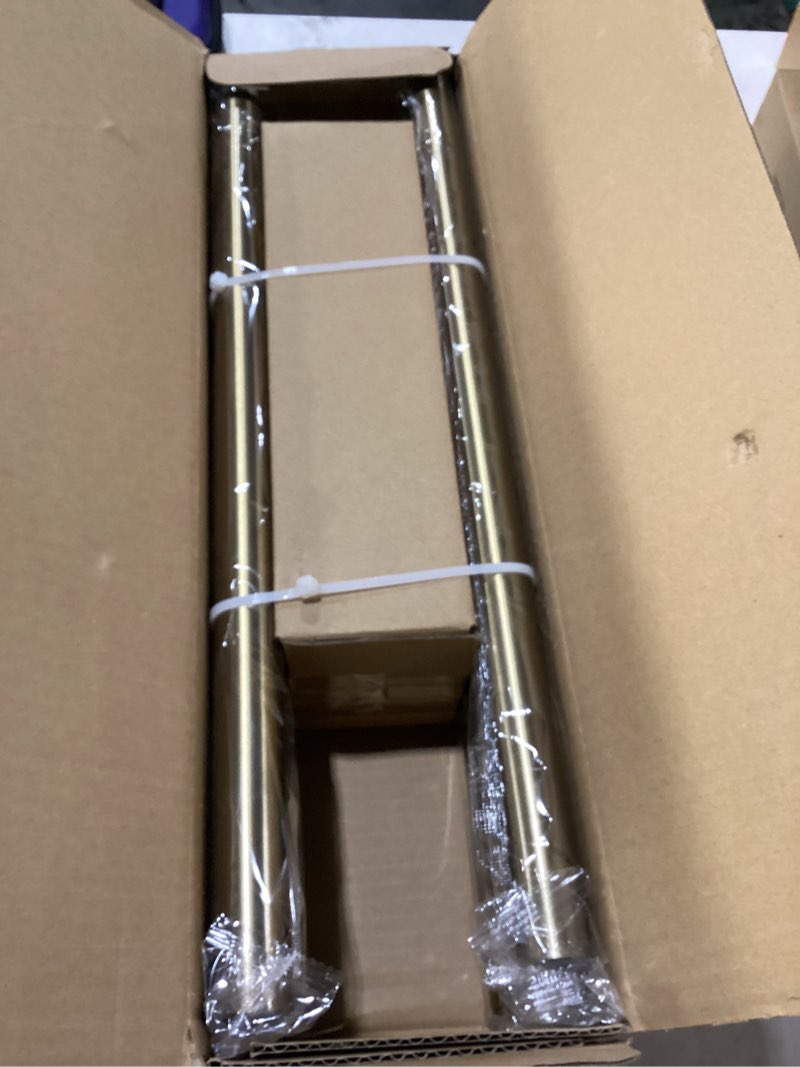 Condition photo showing New/Like New for warm gold curtain rods for windows 72 to144 inch brass extra long heavy duty adjustable single 1" diameter with vintage brushed bronze metal finials antique for living room bedroom farmhouse kitchen warm gold 16"-144"|1 pack