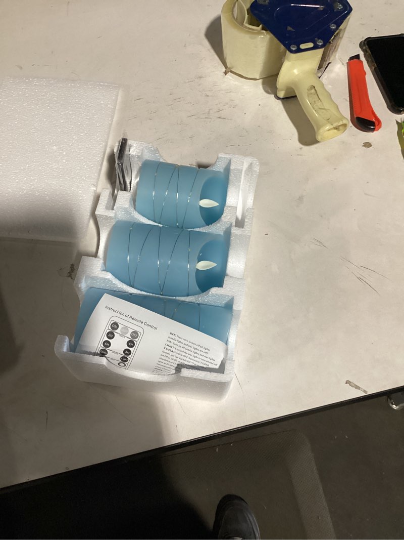 Condition photo showing Good Condition for danip Sky Blue LED Flameless Candle with Embedded Starlight String, 3 LED Candles, 11 Key Remote Control, 24 Hour Timer Function, Dancing Flame, True Wax, Battery Powered. (Sky Blue) BlueA#1*3