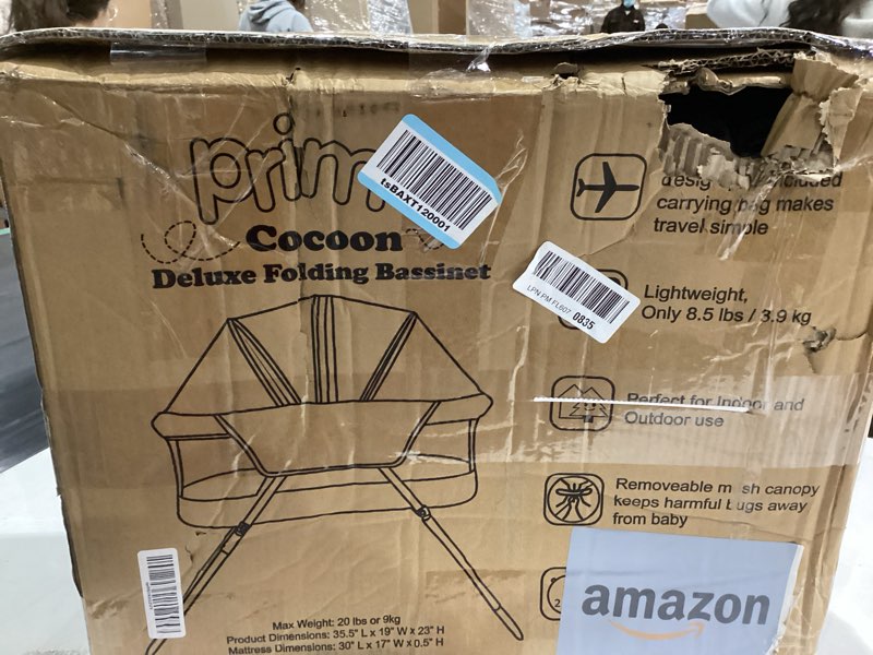 Condition photo showing Good Condition for Cocoon Deluxe Folding Travel Bassinet (Heather Gray) - Lightweight Baby Bed and Portable Bassinet with Removable Mesh Canopy, Perfect Travel Crib & Bedside for Baby, Includes Carrying Tote Bag Deluxe Heather Gray