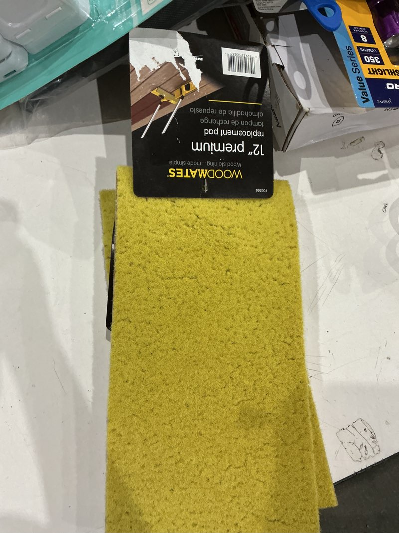 Condition photo showing As Is for mr. longarm 0355 woodmates 12-inch premier stain applicator replacement pad
