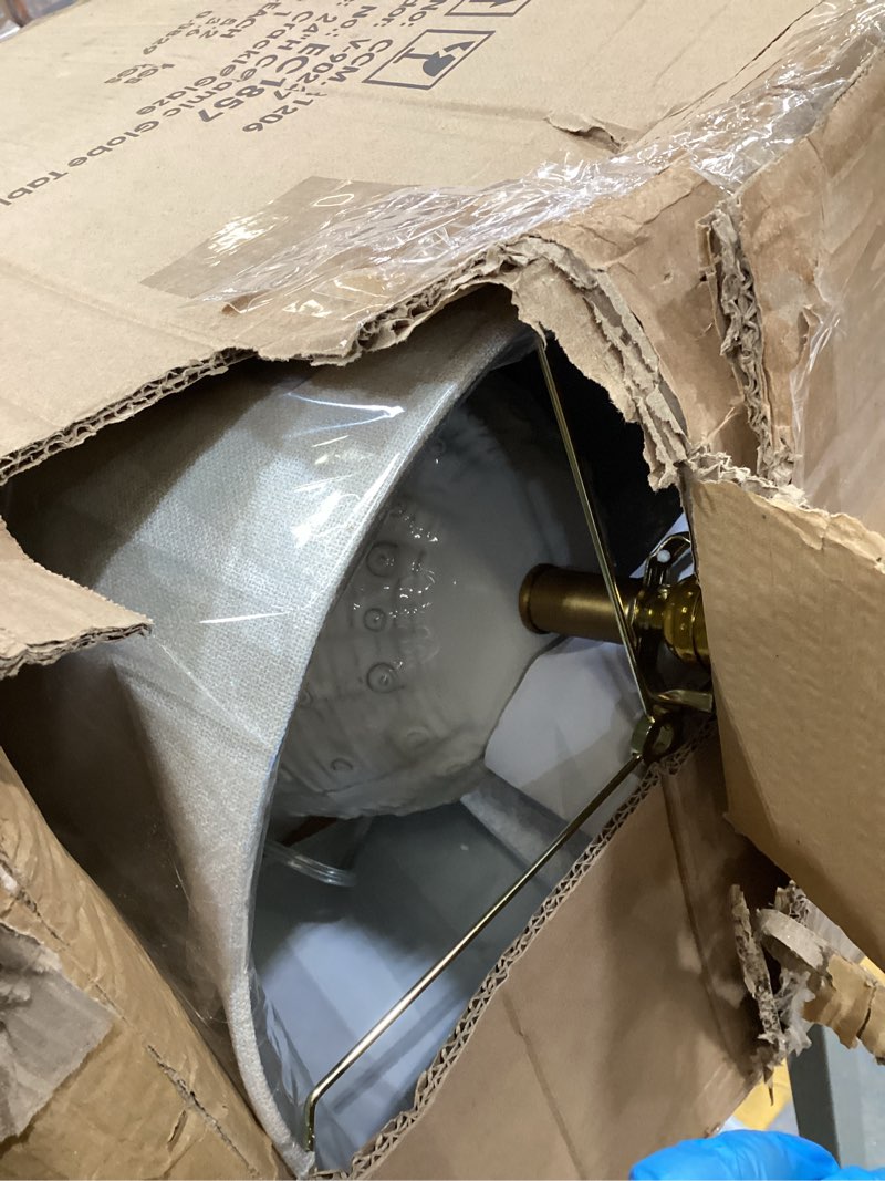 Condition photo showing Good Condition for Creative Co-Op Stoneware Globe Table Lamp with Cream Crackle Glaze and Natural Linen Shade