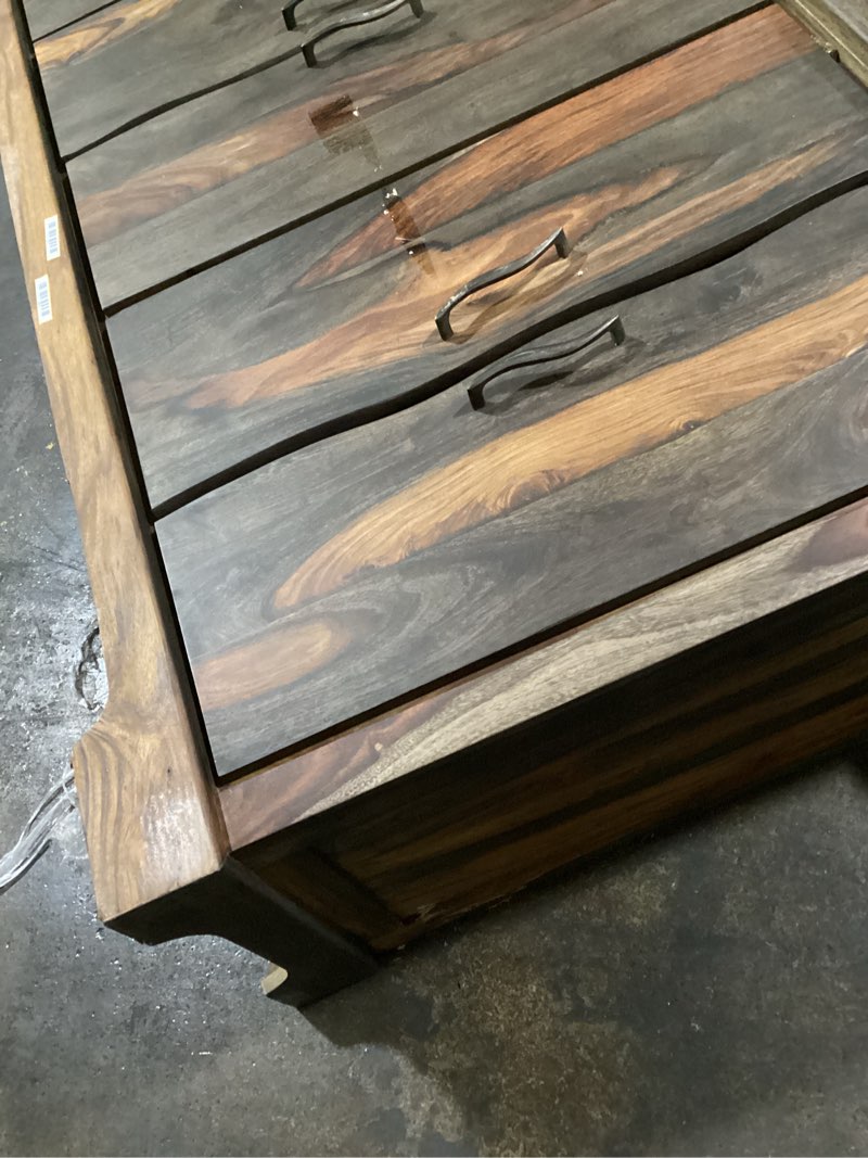 Condition photo showing As Is for possibly used avenue 6-door live edge sideboard