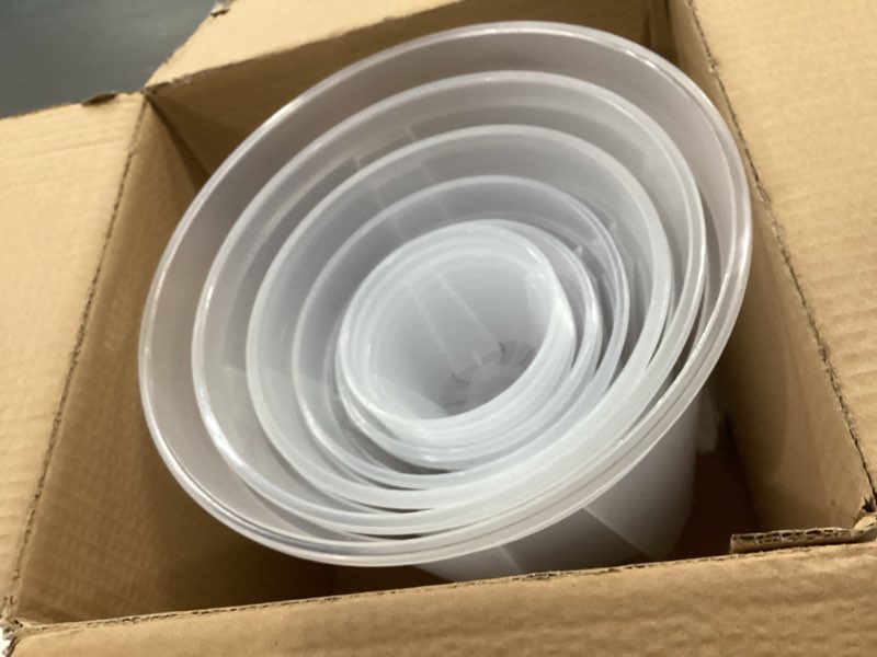 Condition photo showing New/Like New for Clear Nursery Pots with Drainage 10 Pack, 10"/8.5"/7"/6"/5"/4" Plastic Orchid Nursery Pots for Plants with 10 Plant Labels for Seedling Plant, 6 Sizes Flower Pots Variety for Indoor Outdoor Repotting 10 PACKS