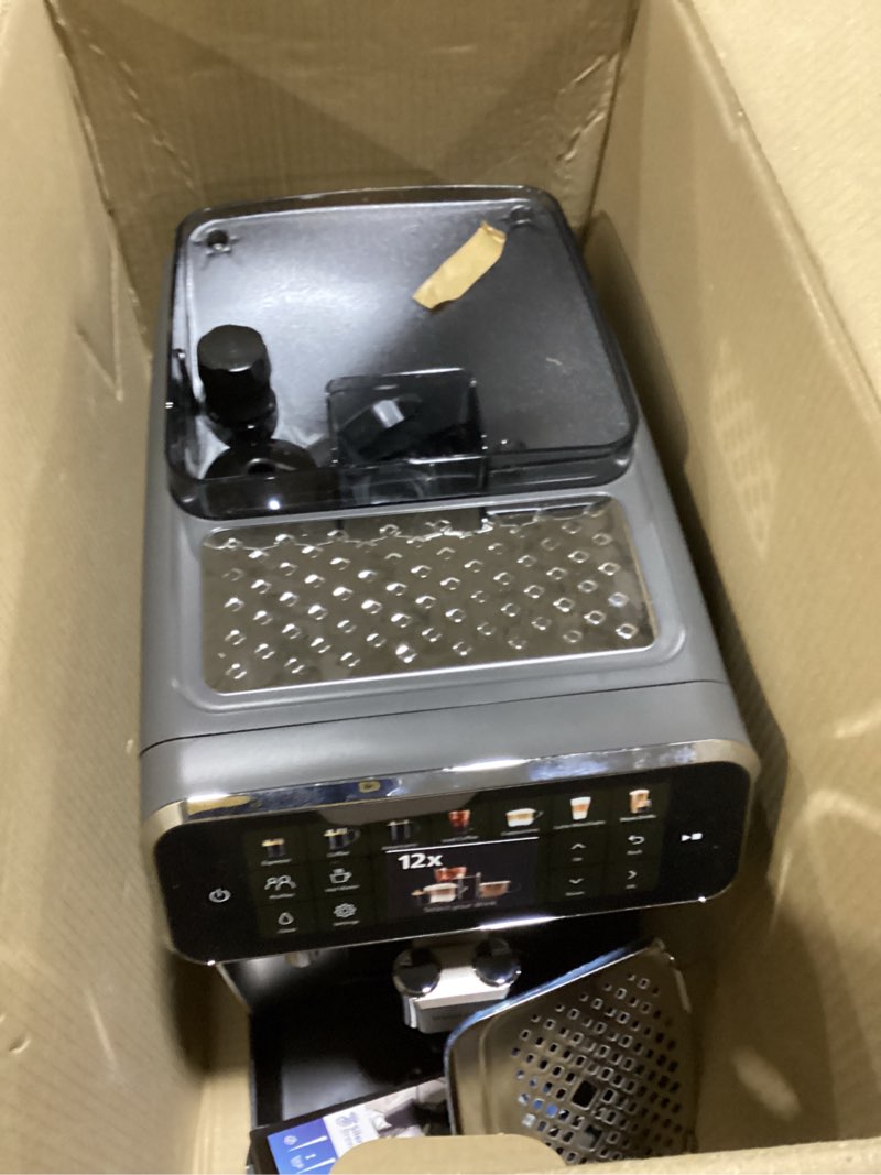 Condition photo showing Good Condition for Philips 4400 Series Fully Automatic Espresso Machine, LatteGo Milk System, Integrated Grinder, 12 Hot & Iced Coffee Pre-Sets, Quick Start, SilentBrew, 15-Bar Pressure, Black Chrome (EP4444/90)