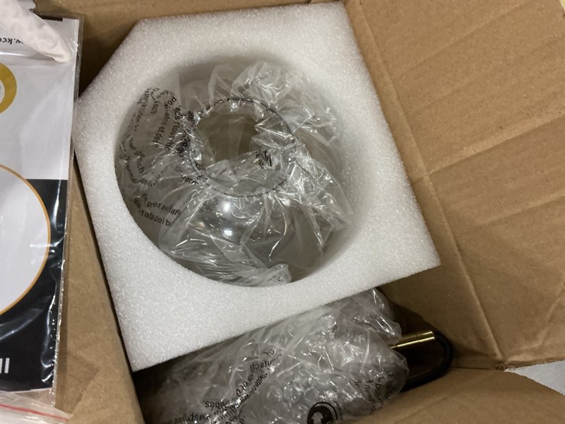 Condition photo showing Good Condition for kco lighting modern large globe pendant light fixture mid century smoke grey glass pendant light vintage hanging lights single gold globe chandelier kitchen island lighting (smoke gray-9.8”) smoke gray 9.8" 1-light