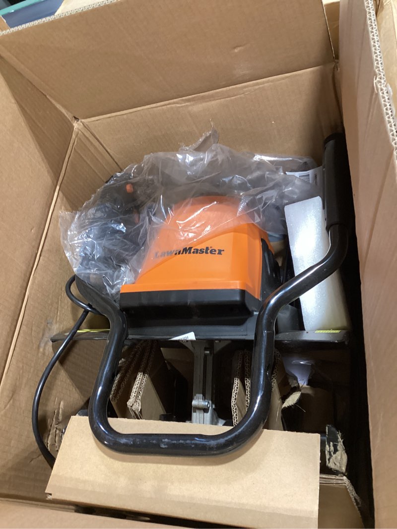 Condition photo showing As Is for lawnmaster te1216m electric tiller 12-amp, 16-inch