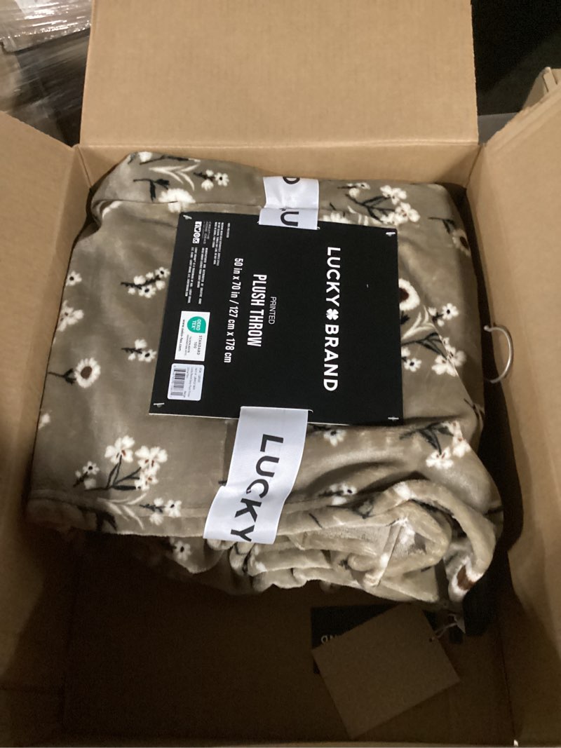 Condition photo showing Good Condition for Lucky Brand Cozy Plush Blanket - Premium Microfiber Throw for Luxurious Comfort and Style, 50" x 70", Daisy Beige Floral