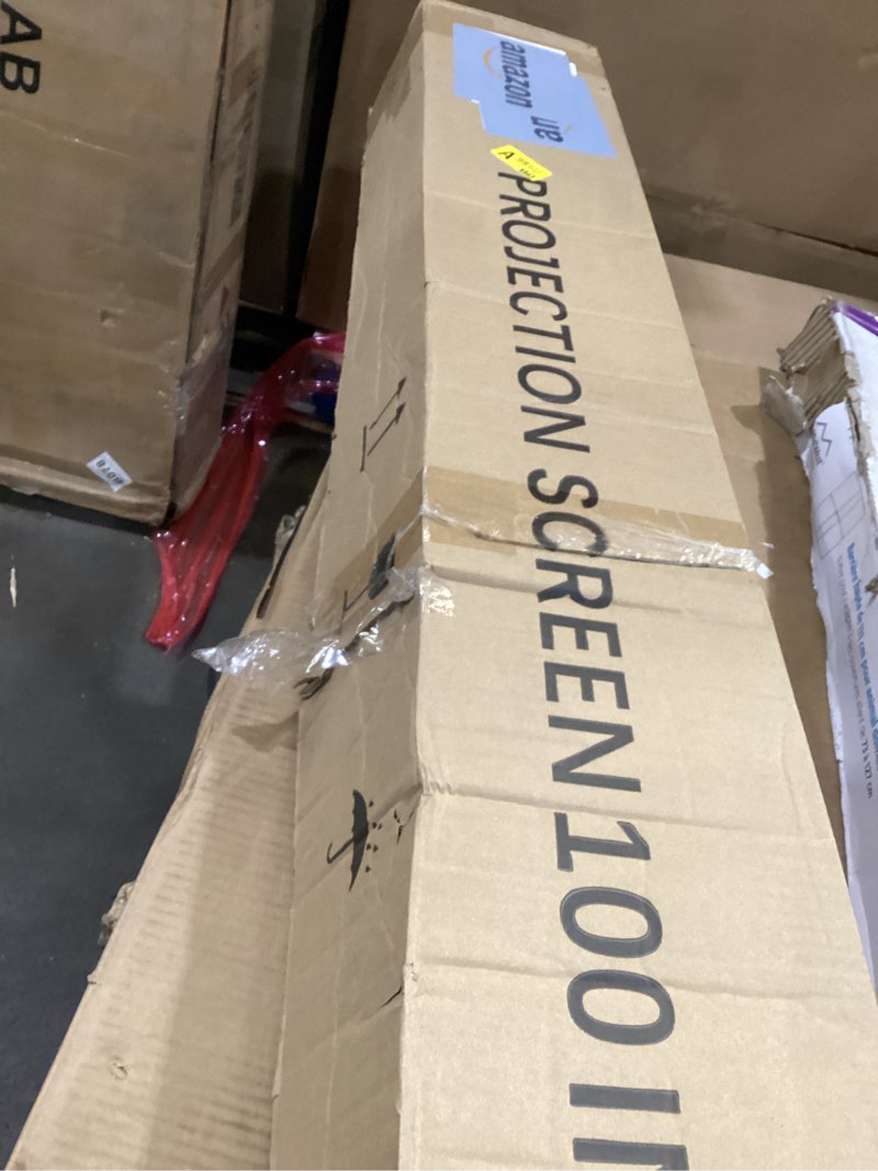 Condition photo showing As Is for Projector Screen with Stand, 100 Inch Outdoor Projection Screen 16:9 and Tripod Stand, Portable Projector Screen, 1.2 Gain, Lightweight and Compact, Easy Setup, Idea for Home Cinema, Backyard Party.