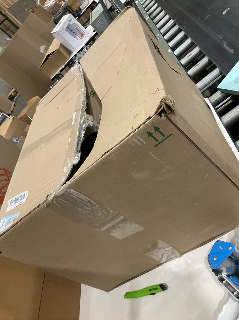 Condition photo showing As Is for Amazon Basics Cat Litter Box with Lid, No-Mess, Enclosed Spacious Design with Odor Control, Charcoal Filter, 26" x 23" x 20", Charcoal