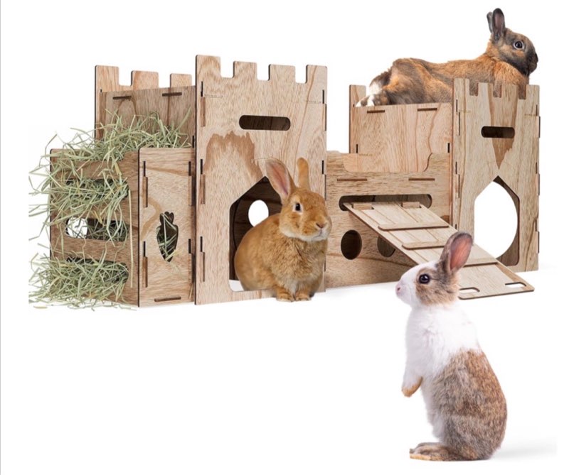 hiimalex extra large wooden bunny castle house multistory climbing tower hideout ventilated sturdy h