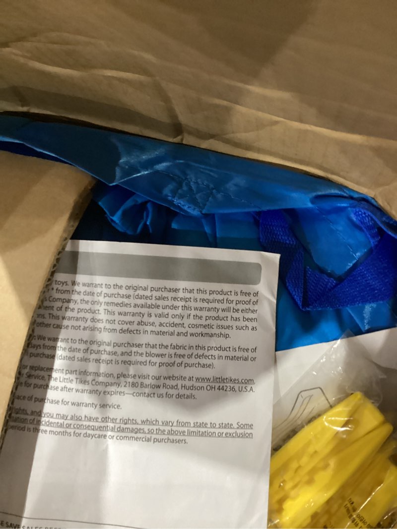 Condition photo showing Good Condition for Little Tikes Jump 'n Slide Inflatable Bouncer Includes Heavy Duty Blower With GFCI, Stakes, Repair Patches, And Storage Bag, for Kids Ages 3-8 Years Multi Regular